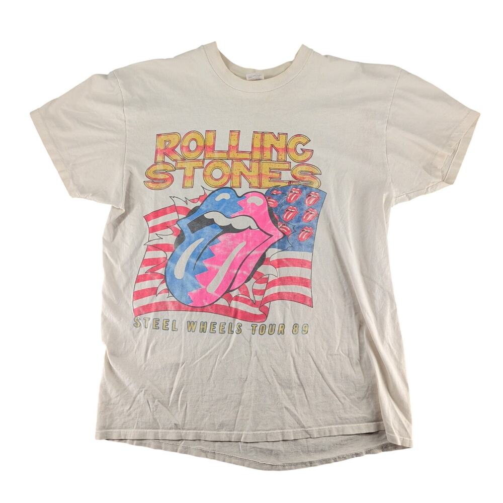 Vintage Rolling Stones Steel Wheels 1989 North American Tour Shirt 2XL Faded